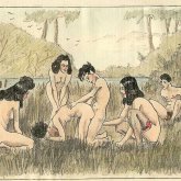 Retro nudists enjoy group satisfaction